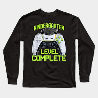 Kids Kindergarten Level Complete Gamer Graduation Long Sleeve T-Shirt